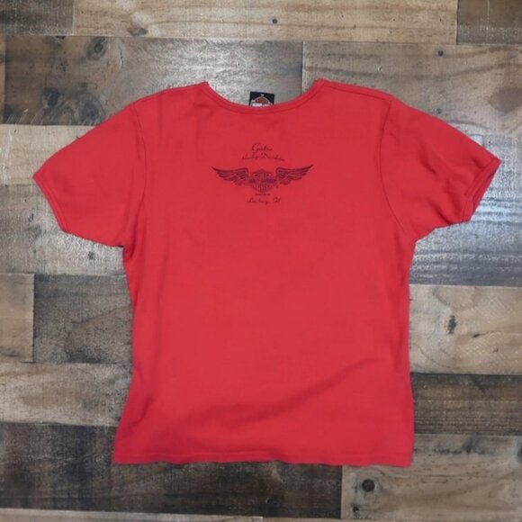 Gator Harley Davidson Womans XL Red Short Sleeve Tee Shirt Leesburg Florida - Picture 6 of 7